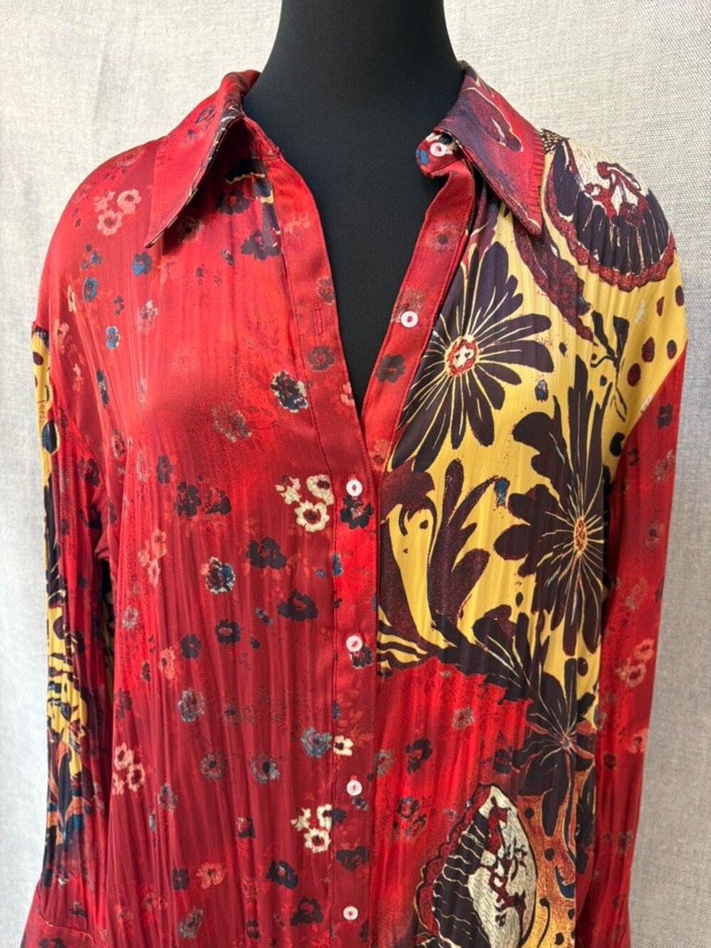 Free People Off The Vine Button Down, Ruby Butterfly Combo L - Picture 5 of 11